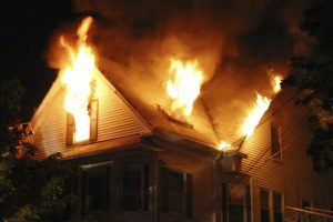 Brand i hemmet.